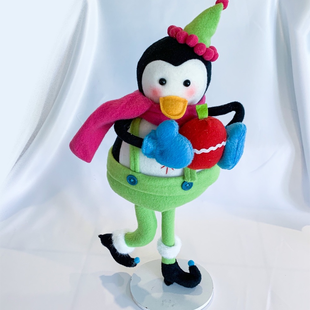 18” Whimsical Stuffed Felt Penguin on stand